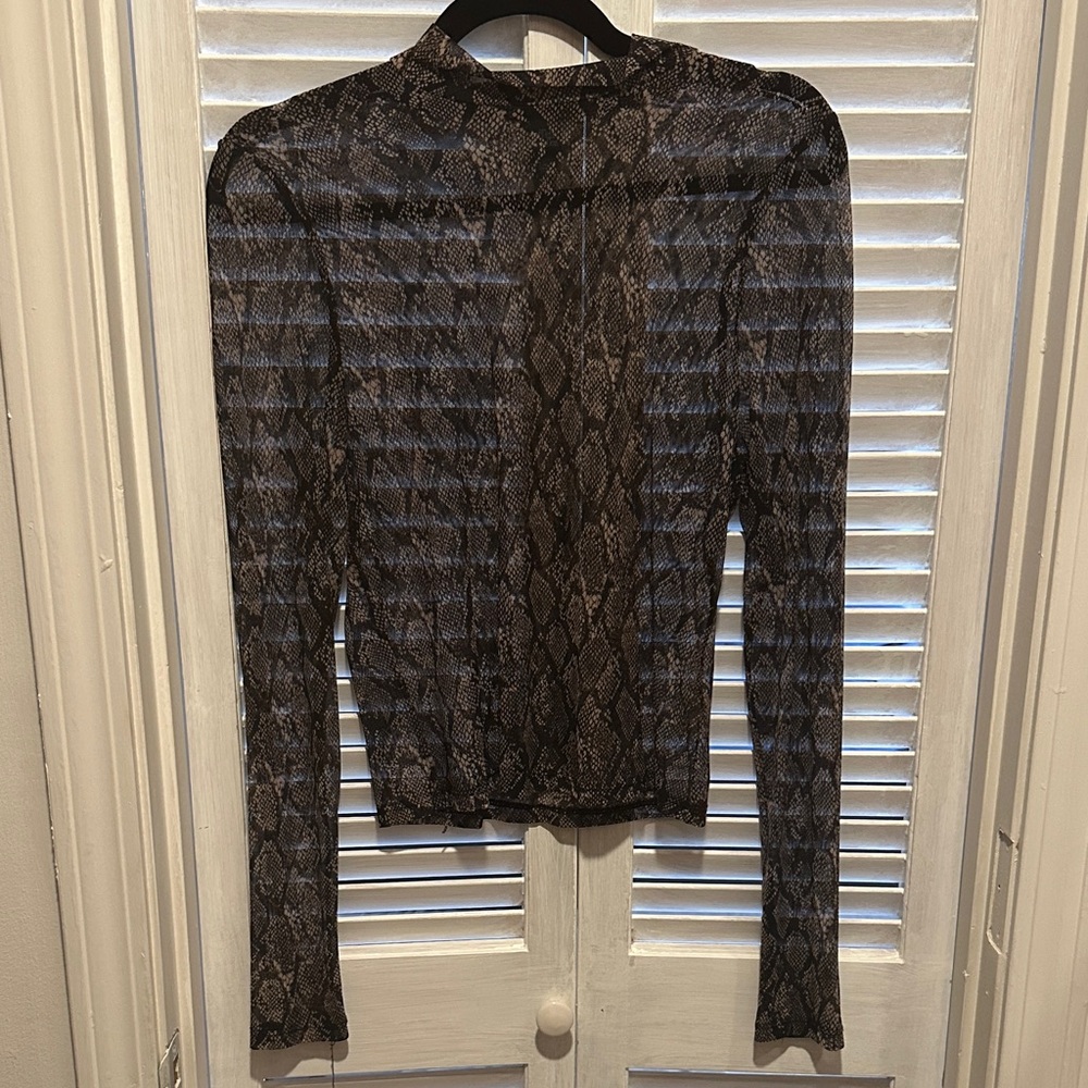 Wild Fable Snake Print Sheer Blouse - Black and Brown